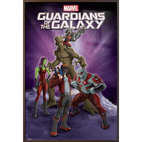 Guardians Of The Galaxy - Framed Marvel Comics Poster / Print (Star-Lord, Rocket, Groot, Gamora & Drax) (Size: 24" x 36")