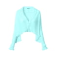 thumbnail image 6 of Garbnen Chiffon Shrug Cardigan for Women Open Front Cropped Long Sleeve Cardigan for Women Pleated Lightweight Casual Sun Protection Sheer Shawls for Women Blue, 6 of 7