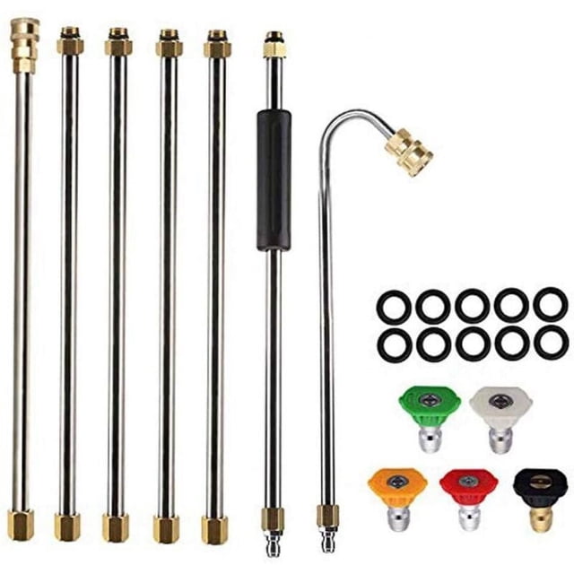 Kit de lanza pulverizadora, extensión de boquilla pulverizadora, lanza para canaletas para lavadora de alta presión, boquilla para lavado de automóviles de cinco colores de 7 piezas.
