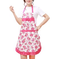 Farfi Baking Apron Soft Texture with Pocket Waterproof Sleeveless Anti-oil Ladies Fashion Cooking Apron for Kitchen (Rose Red)