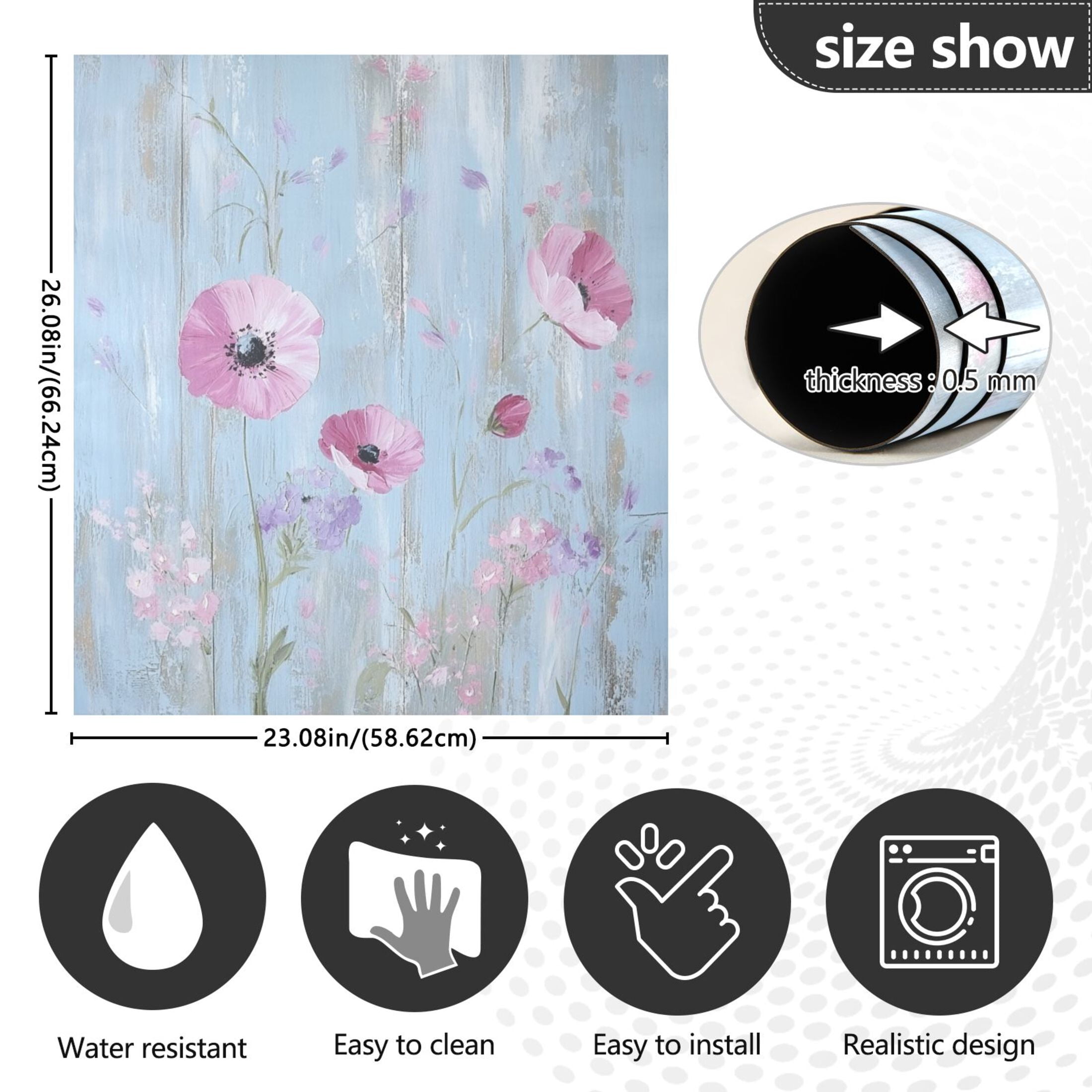 Dishwasher Magnetic Sticker 23x26 Inch Refrigerator Magnetic Sticker Washing Machine Magnetic Sticker Kitchen Panel Magnetic Sticker Home Decor Cool Cartoon Pink Flowers