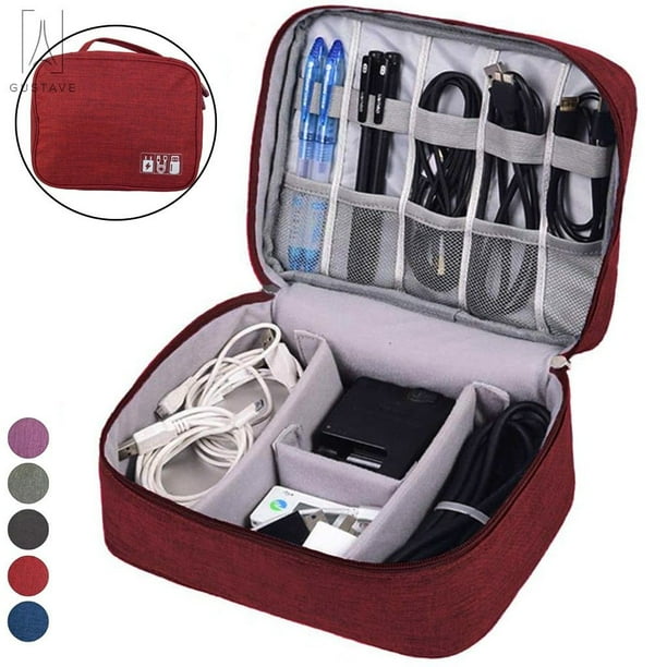 GustaveDesign Cable Organizer Case, Waterproof Electronic Double Layer