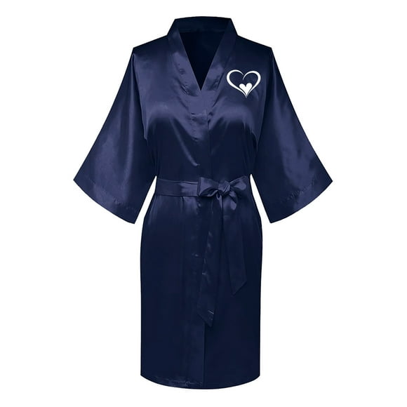 TIMIFIS Women's Short Silky Robes Bridesmaid Bride Party Satin Robes Sleepwear Plus Size Wedding Bridal Party Loungewear Dressing Gowns with 3/4 Sleeve - Spring/Summer