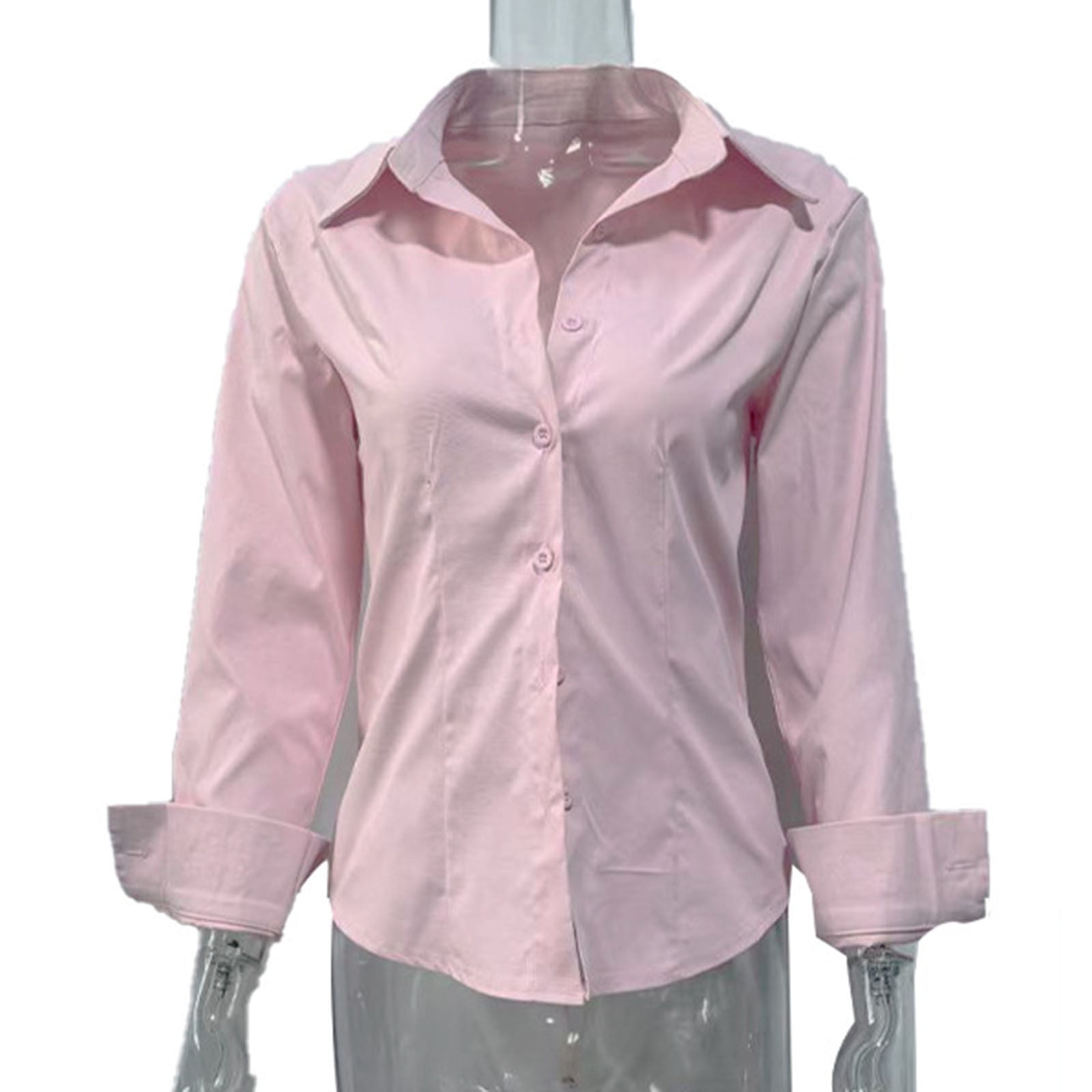 Long Sleeve Shirts for Women, Women's Long Bell Sleeve Button Down Shirt Lace Up Back Princess Line Lapel Top