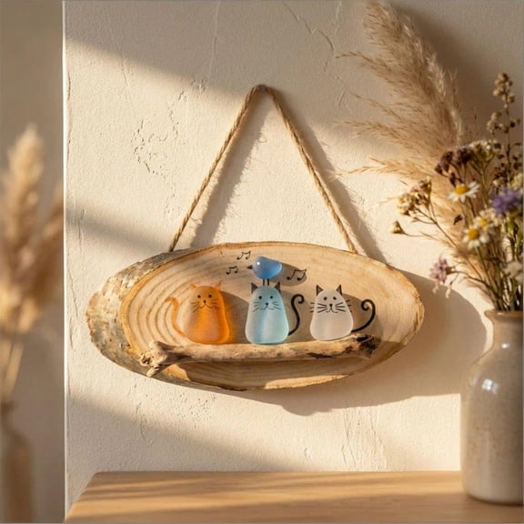 Beautiful Sea Glass Wall Hanging, Handcrafted Fused Art with Nautical Colors, Translucent Glass Decor with Hanging Hook for Beach Lovers, 10 Inch