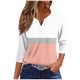 thumbnail image 2 of Fiudx Ofertas de La Semana Blusas Estampadas con Bloques de Color Informales para Mujer, Top con Cuello En V y Botones, Manga 3/4, Hombro a Manga, 2 of 5