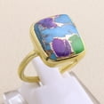 thumbnail image 5 of Earth Gems Jewelry Green Purple Copper Turquoise Ring Sterling Silver Ring Statement Ring for Women, 5 of 6