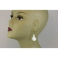 thumbnail image 2 of 14k Gold Filled Earrings White Carved Wide Fan Leaf Shape MOP Drops Designed for Adult Women, 2 of 5