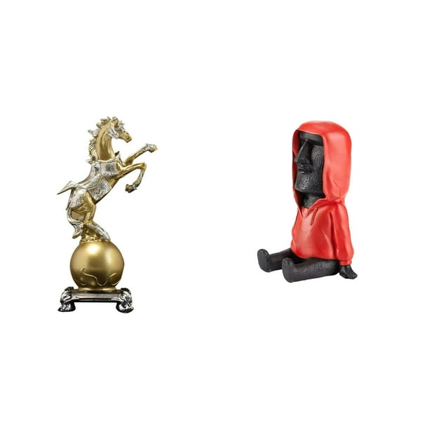 Figura de escritorio,Estantería con estatua de caballo para escritorio,oficina y decoración del hogar.,Figura decorativa de escritorio de resina para decoración del hogar,Estatua de la Isla