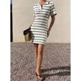 thumbnail image 3 of Womens Black and White Striped Knit Dress Short Sleeve, 3 of 6