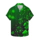 thumbnail image 2 of Ceisia Men's St. Patrick's Day Glowing Shamrock Gradient Print Short Sleeve Turndown Collar Stretch Casual Shirt Army Green M Gifts, 2 of 5