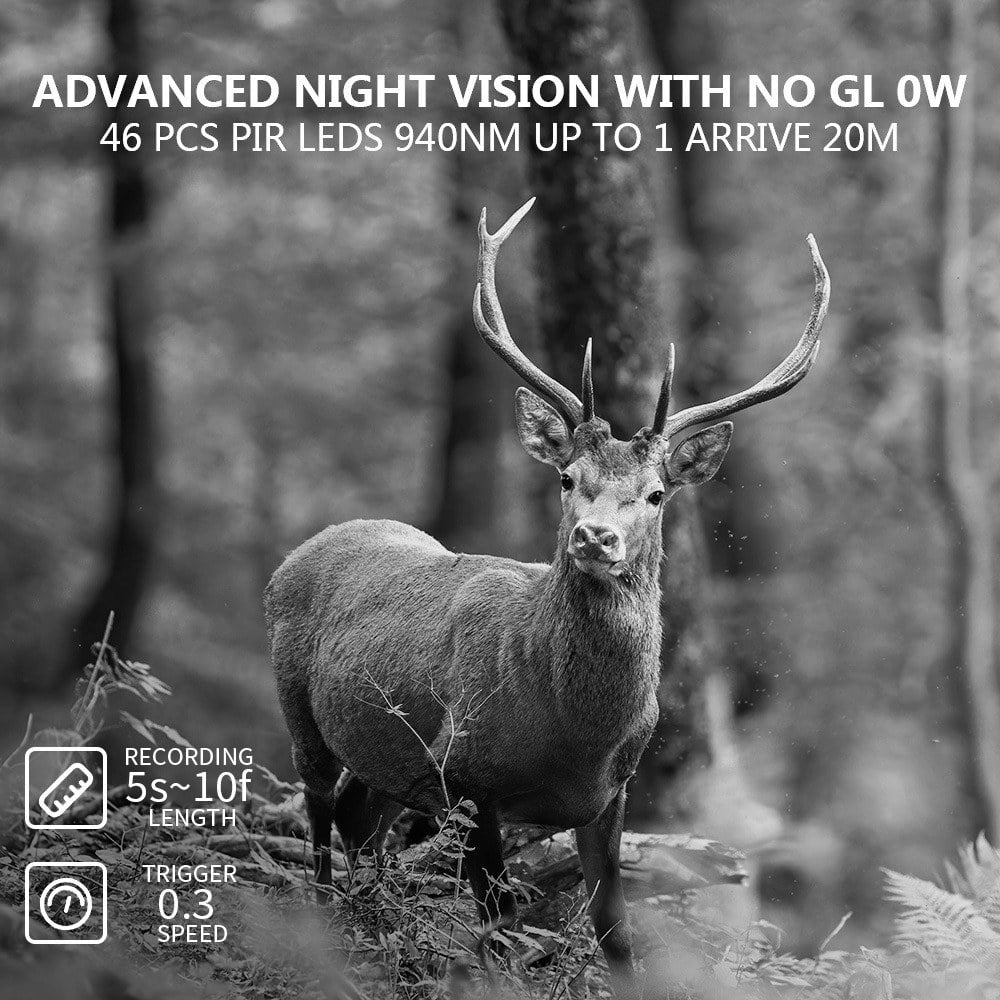 2.7K Waterproof Trail Camera 60MP Night Vision 2 Inch Screen
