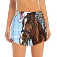 thumbnail image 3 of Uemuo Christmas Horse Pattern Women's Athletic Shorts High Waisted Running Shorts with Liner Pockets Gym Elastic Workout Shorts-Medium, 3 of 9