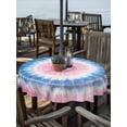 thumbnail image 3 of Round Outdoor Tablecloth With Umbrella Hole And Zipper– Abstract Ethnic Tie Dye Waterproof Patio Table Cover for Party, Picnic, Backyard, 50" Dia. , Pink Blue, 3 of 8