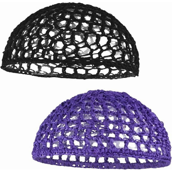 2Pcs 2 Colors Mesh Hair Nets Sleeping Crochet Hairnets Long Straight Curl Wig Cap Wrap Bonnets Wig Head Protector Knitted Hats Crochet Cap for Men Women Ballet Sleeping Snoods 13.78in Colorful