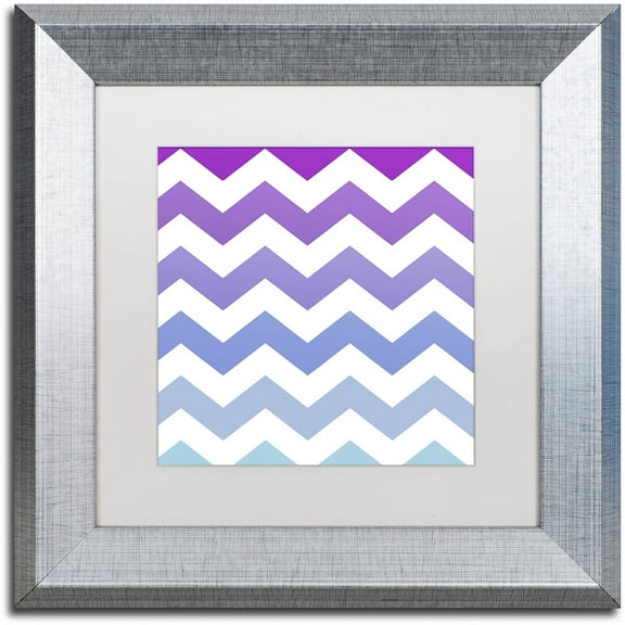 Trademark Fine Art "Purple-Blue Chevron" Canvas Art by Color Bakery White Matte, Silver Frame