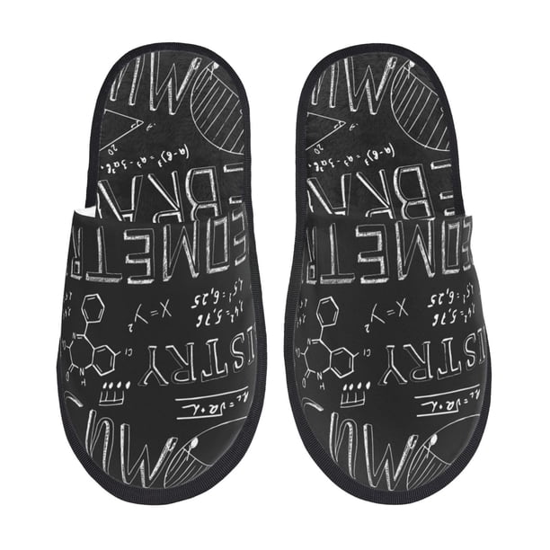 Fotbe Black Scientific Pantuflas Peludas para Mujer con Estampado, Zapatillas de Peluche, Zapatos de Invierno para Casa, Uso Interior y Exterior-Medium