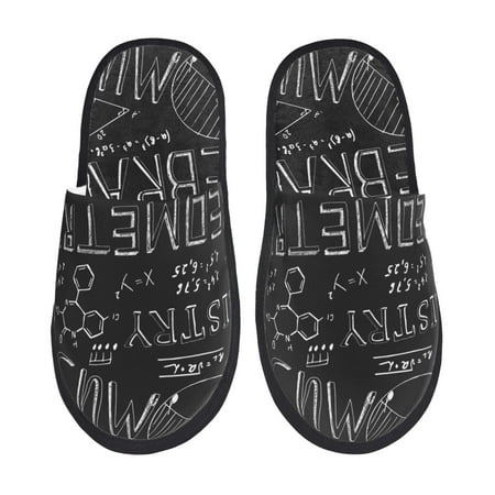 Balery Black Scientific Slient Indoor Furry Fleece Comfort House Shoes Soft Non-Slip Home Shoes Cotton slippers House Slippers-- Medium