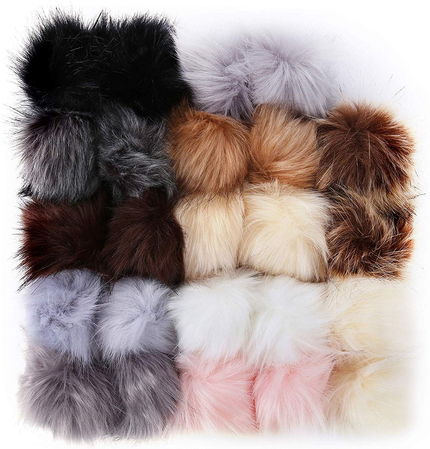 Faux Fox Fur Pom Pom for Hat with Press Button Fake Fur Hat Bubble Removable CA 
