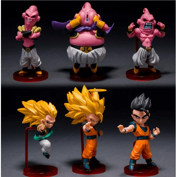 6pcs Dragon Ball Z Super Saiyan Goku Goham Buu Boo Wcf Figure 9-11cm