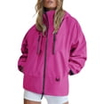 thumbnail image 3 of Sexlip Women Hooded Waterproof Windbreaker Jacket Full Zip Long Sleeve Multi Zipper Pocket Loose Fit Outdoor Hiking Lightweight Rain Coat Pink XL, 3 of 6