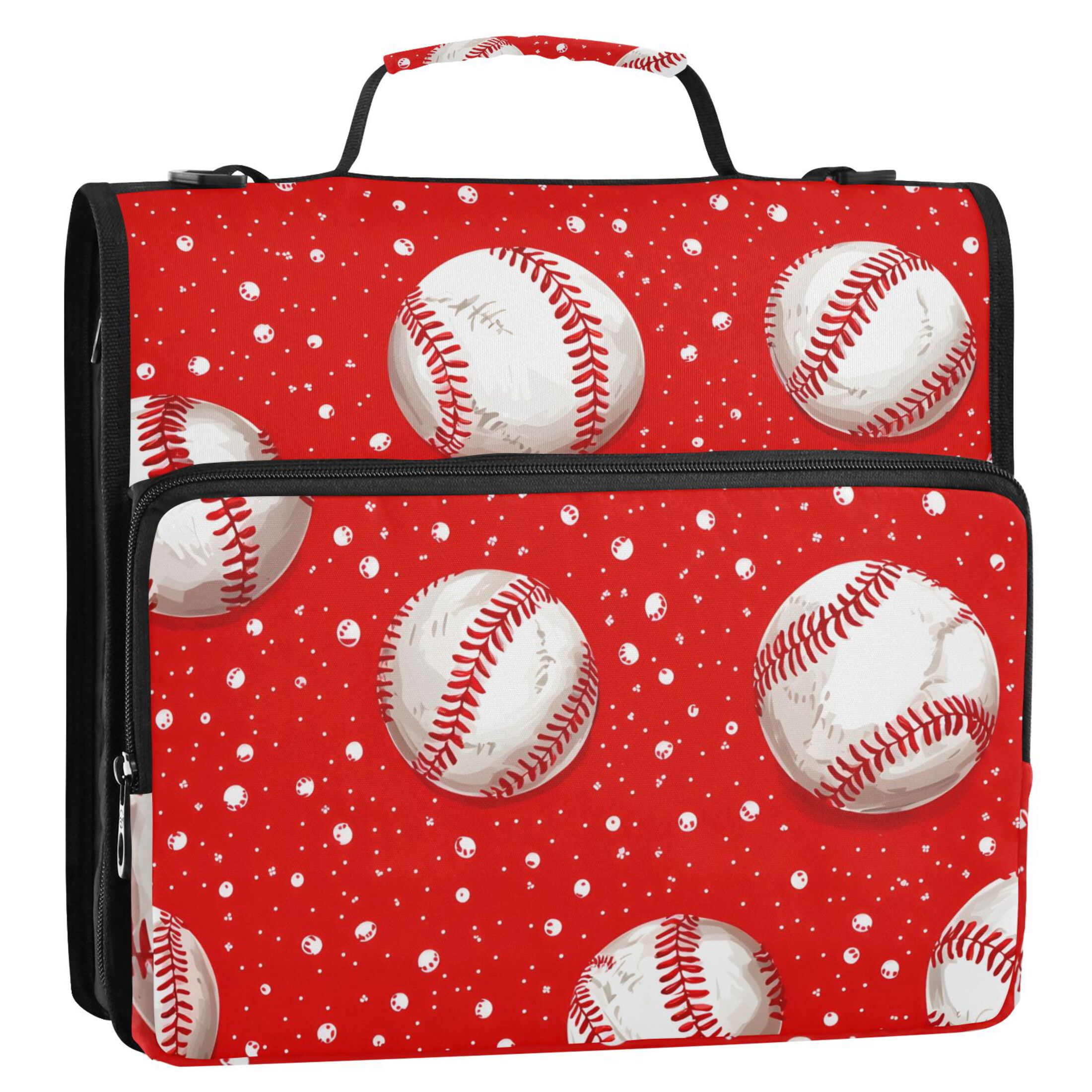 ALAZA Zipper Binder Baseball on Red 3 Ring Trapper Keeper File Folder Organizer Bag