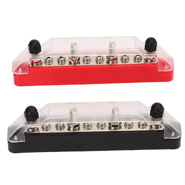 Power Distribution Terminal Block,10 Way Power Distribution Black Red