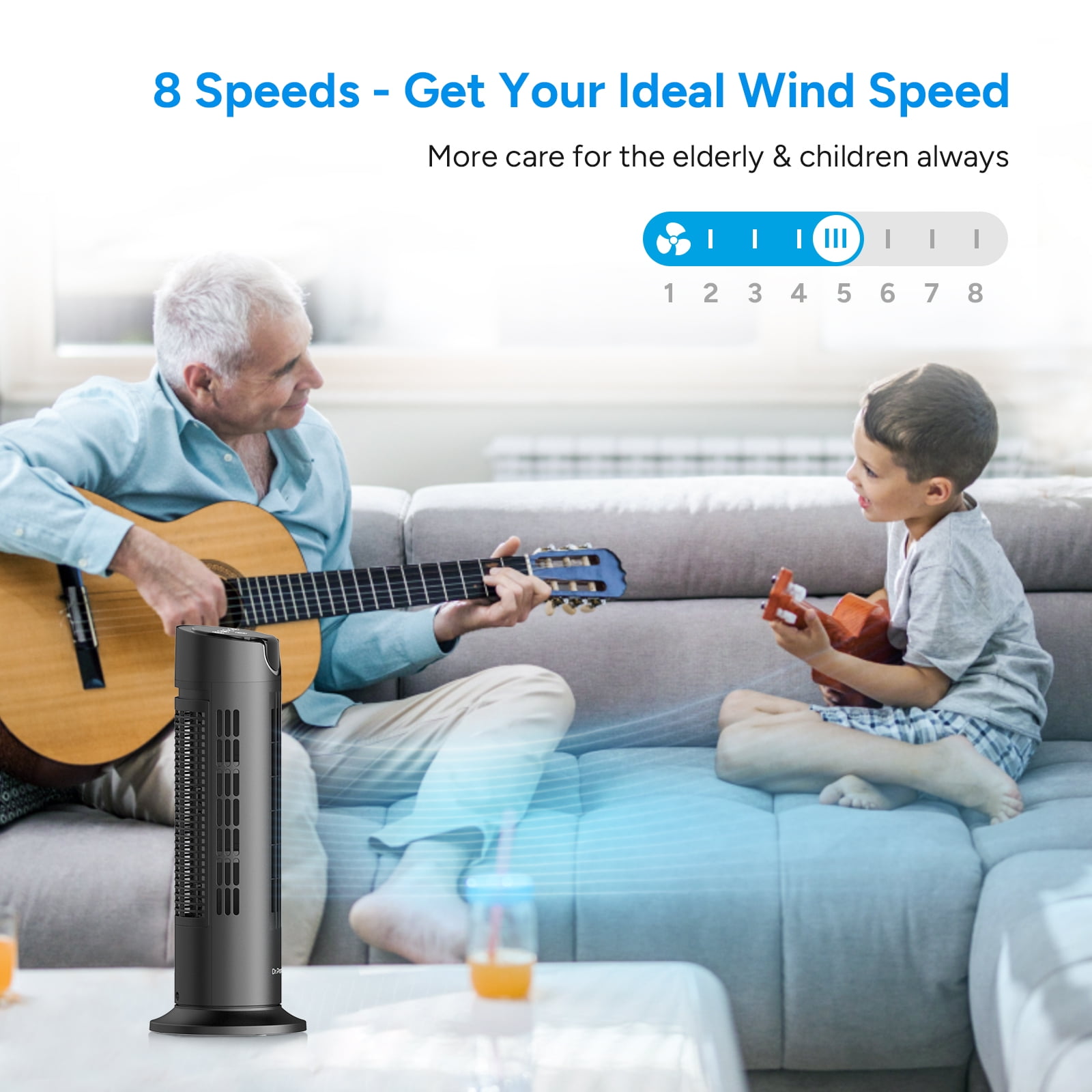 Dr. Prepare Air Circulator Fan 25 dB Quiet Bladeless Fan for Bedroom with Remote