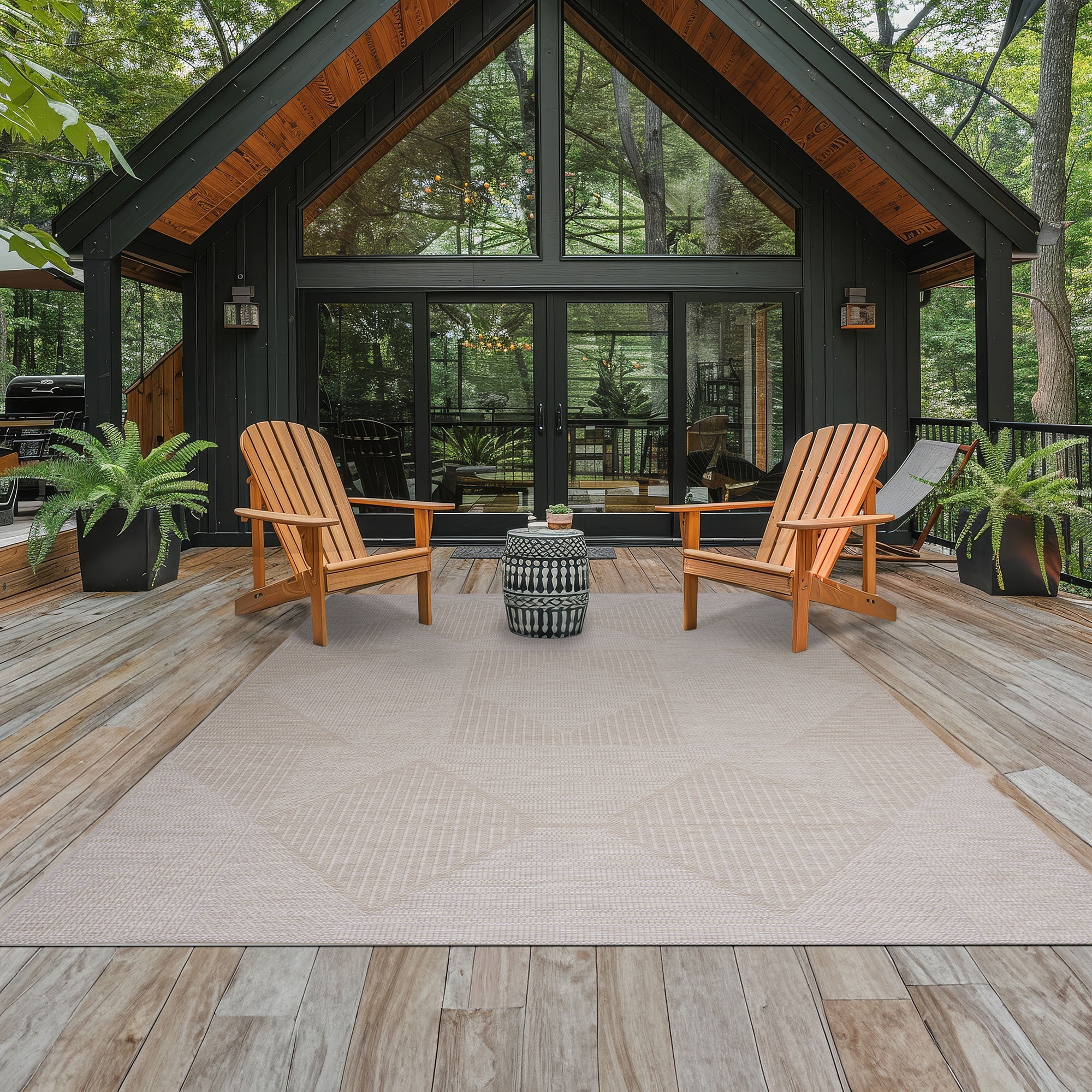 Bliss Rugs Bailey Transitional 5' x 7' Beige and Natural Indoor Outdoor Area Rug