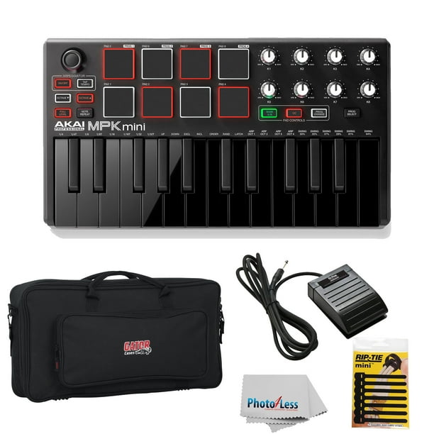 Akai Professional MPK Mini 2 Black 25Key UltraPortable USB MIDI Drum
