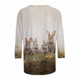 thumbnail image 5 of Easter Apparel for Women Realistic Bunny Rabbit Painting Graphic Print Crewneck Three Quarter Sleeve Soft Fabric Casual Festive Holiday T-Shirt, 5 of 5