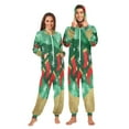 thumbnail image 3 of IAUYY Unisex Adult Onesie Pajamas Ultra-Soft Crystal-Soft Fabric, Halloween Adult Onesie Pajamas Adults,With a Zipper Plus Size Onesie Pajamas, Green and Golden Watercolor Paintings, 3 of 7