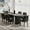 black, variant on Katboc Extendable Dining Table and 4 Chairs Set, Oval Kitchen Table for 4-8 People with Rubberwood Legs & Fabric Upholstered Seats, Modern Farmhouse Dining Set for Kitchen/Dining Room, Blue