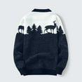 thumbnail image 3 of Ynynloco Men's Christmas Sweater Xmas Reindeer Trees Print Crew Neck Long Sleeve Pullover Tops 2025 Casual Comfy Fall Winter Warm Tops, 3 of 6