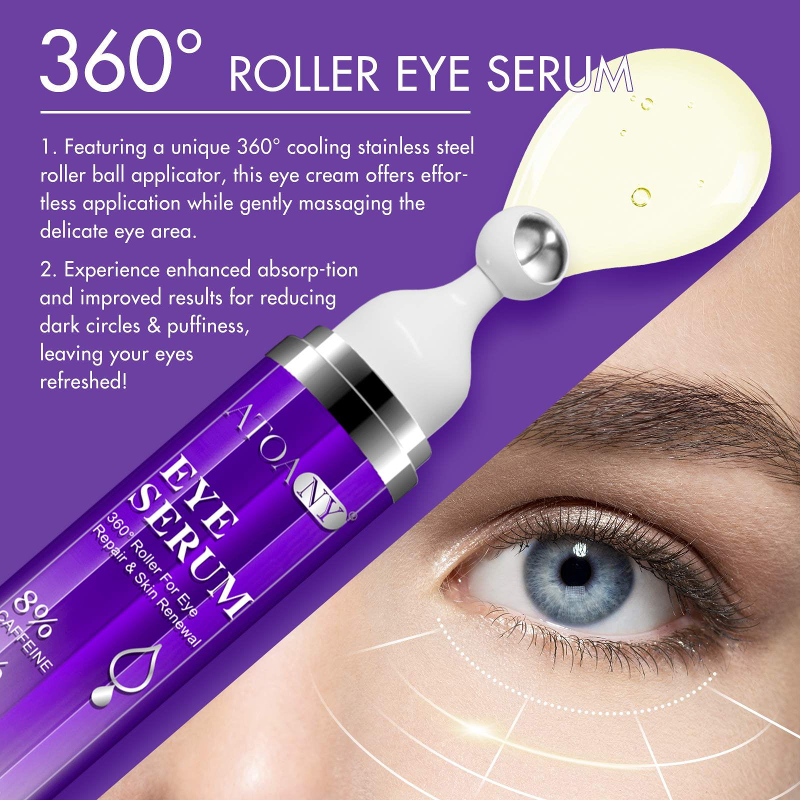 アイケア eye serum Repair eye serum 15ml Atoany Eye Serum 8% w/Caffeine, Intensive Hydration for Eye