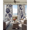 thumbnail image 2 of Summer Marine Life Blackout Curtains for Bedroom Living Room, Black Line Ocean Shell Starfish Sea Conch Seaweed 63 In Long Thermal Insulated Room Darkening Drapes Grommet Window Treatments, 42x63 In, 2 of 9