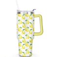 thumbnail image 2 of 40oz Yellow Lemon Pattern Stainless Steel Flip Straw Tumbler Spill Proof Travel Cup Double Wall Vacuum Insulated Coffee Mug with Top Handle, 2 of 6
