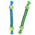 thumbnail image 2 of MPP Paracord Rope Big Dog Toys Durable Braided Double Tennis Ball Tug 18.5" Large (2 Toys - Both Colors), 2 of 5