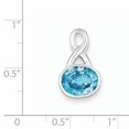 thumbnail image 2 of 925 Sterling Silver Blue Cubic Zirconia Cz Floating Open Chain Slide Pendant Necklace Charm, 2 of 6