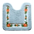 thumbnail image 2 of PONPRNGY Soft Floral Non-Slip Toilet Contour Rug, Contour Bath Rug, Soft Shaggy U-Shaped Toilet Floor Mat for Bathroom, Blue, 2 of 7