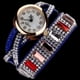 thumbnail image 3 of Reloj femenino de cuarzo con banda de cuero de PU envuelto en diamantes de imitación brillantes (azul real), 3 of 5
