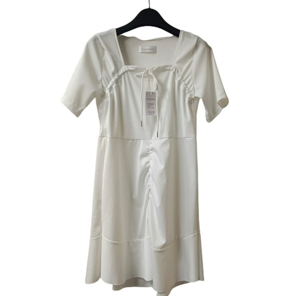 AARONANO Women’s White Ruffle Dress Beach Sundress XL