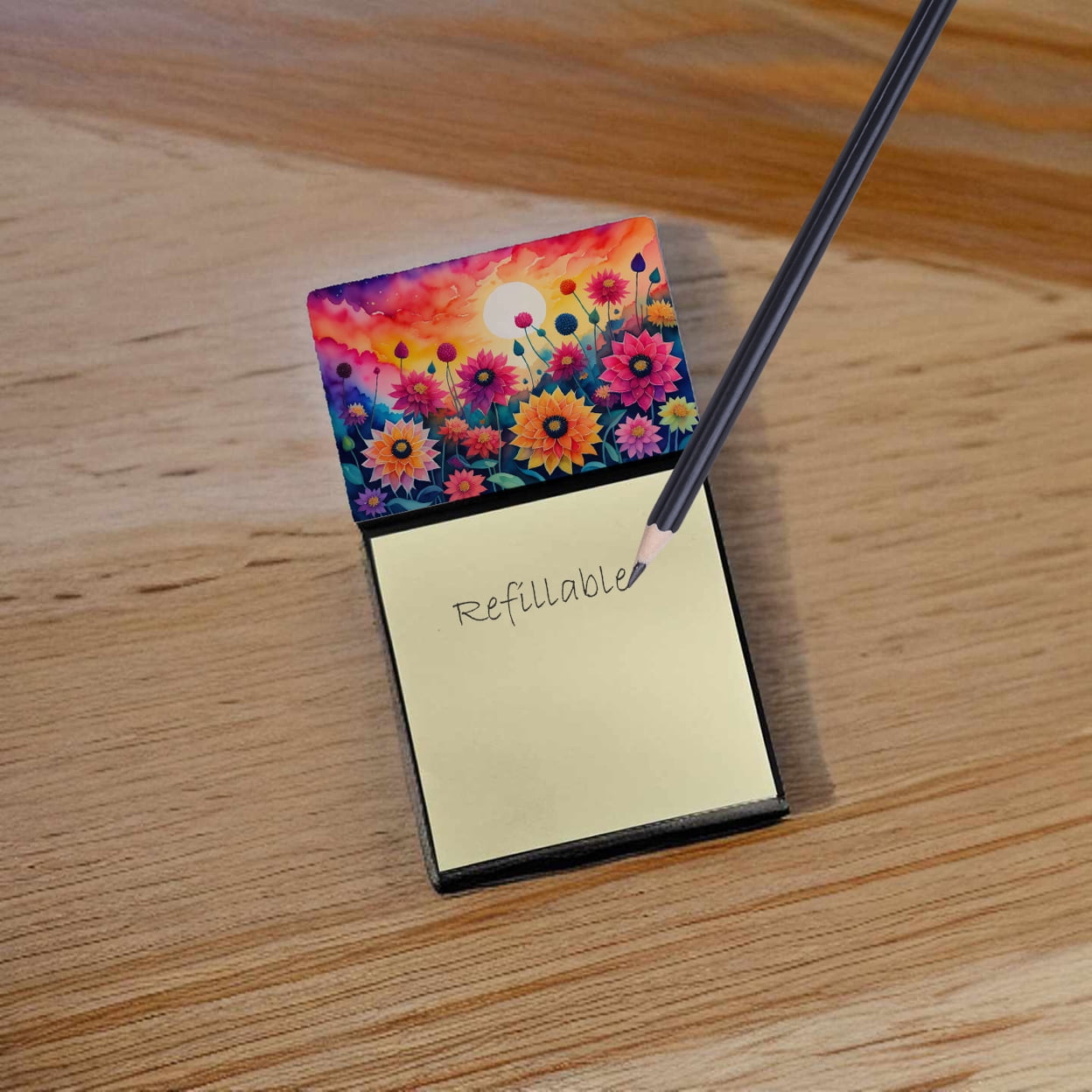 Dahlias in Color Sticky Note Holder 3.25 in x 5.25 in