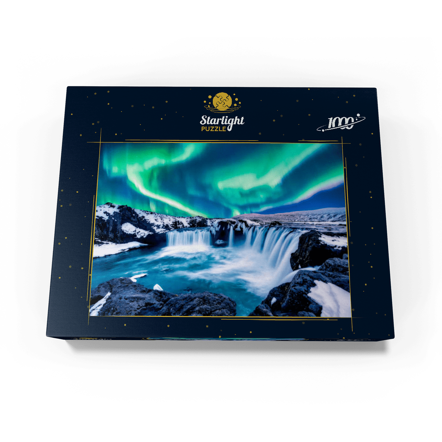 MyPuzzle - Northern Lights Over Godafoss Waterfall In Iceland - Premium 1000 Piece Jigsaw Puzzle for Adults