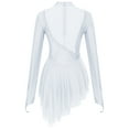 thumbnail image 4 of TiaoBug Women's Figure Ice Skating Dress Long Sleeve Irregular Gymnastics Dance Dresses White L, 4 of 7