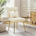 thumbnail image 5 of Furniliving Upholstered Cute Vanity Chair Accent Chair with Bear Shape Back for Makeup Room Bedroom, Ivory white, 5 of 11