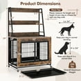 thumbnail image 3 of Gymax Meuble Cage pour Chien avec Étagères de Rangement Chenil Industriel pour Chien avec Dessus Rabattable Brun Rustique, 3 of 10