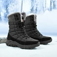 thumbnail image 3 of IUJSOY Snow Boots for Men Waterproof Insulated Work Winter Boots Warm Lined Hiking Boots Black 8.5, 3 of 7