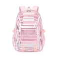 thumbnail image 2 of UJNDER Teen Girls Large Capacity Transparent Water-resistant Backpack Lightweight Double Shoulder Design for School Daily Use,Pink,Large, 2 of 7
