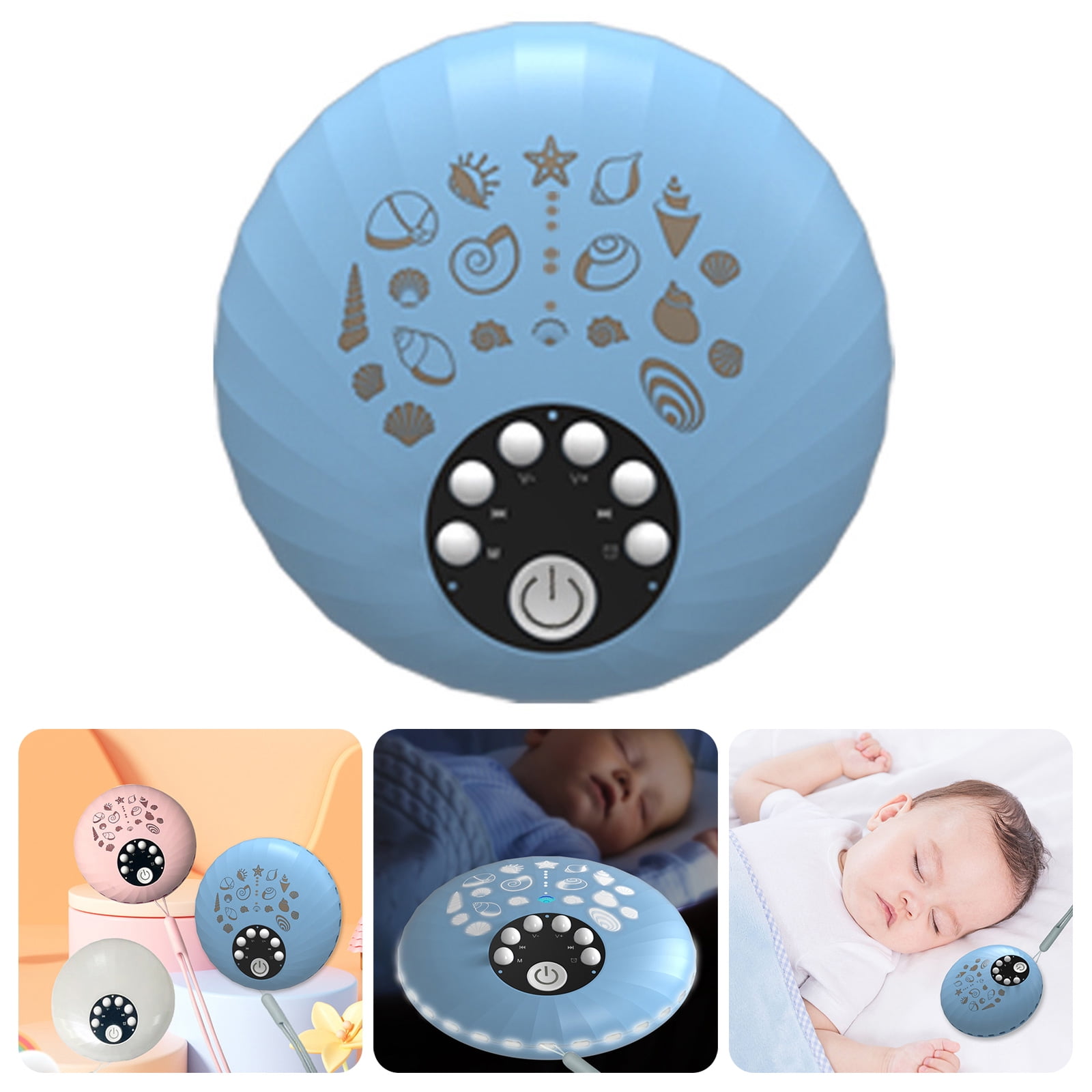 URTERYSER Portable White Noise Machine Aid with Night Light Easy to Use Baby Sound Machine for Sleep Improvement Blue
